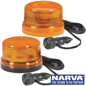 NARVA Eurotech Low Profile LED Strobe/Rotating Light With Magnetic Base - Amber